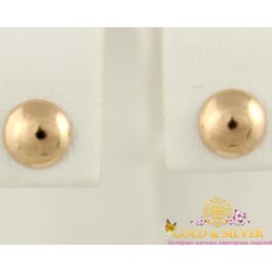 Золотые серьги 585 проба. Женские серьги из красного золота, пуссеты. 580021